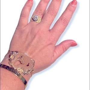 Large Agate Gold Dipped Bolo Cinch Bracelet